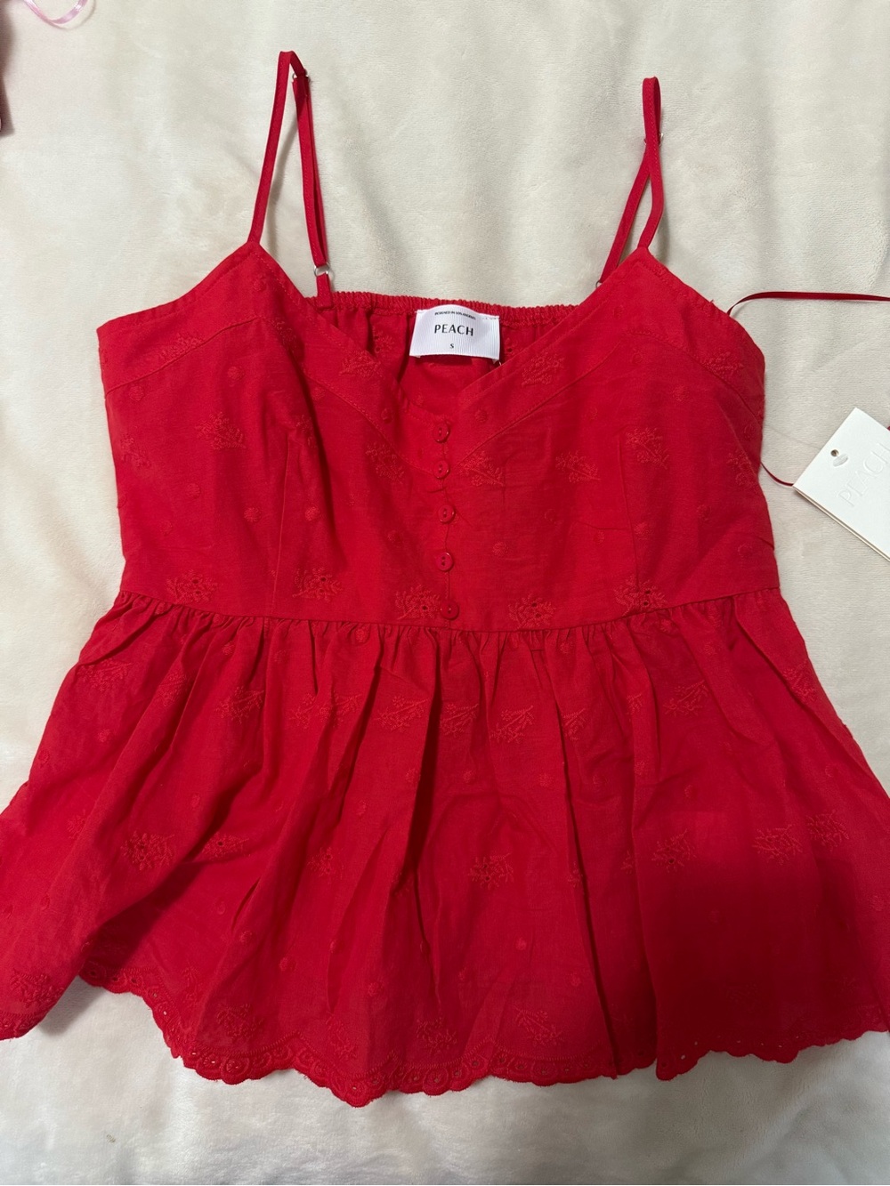 Red Eyelet Babydoll Cotton Top
